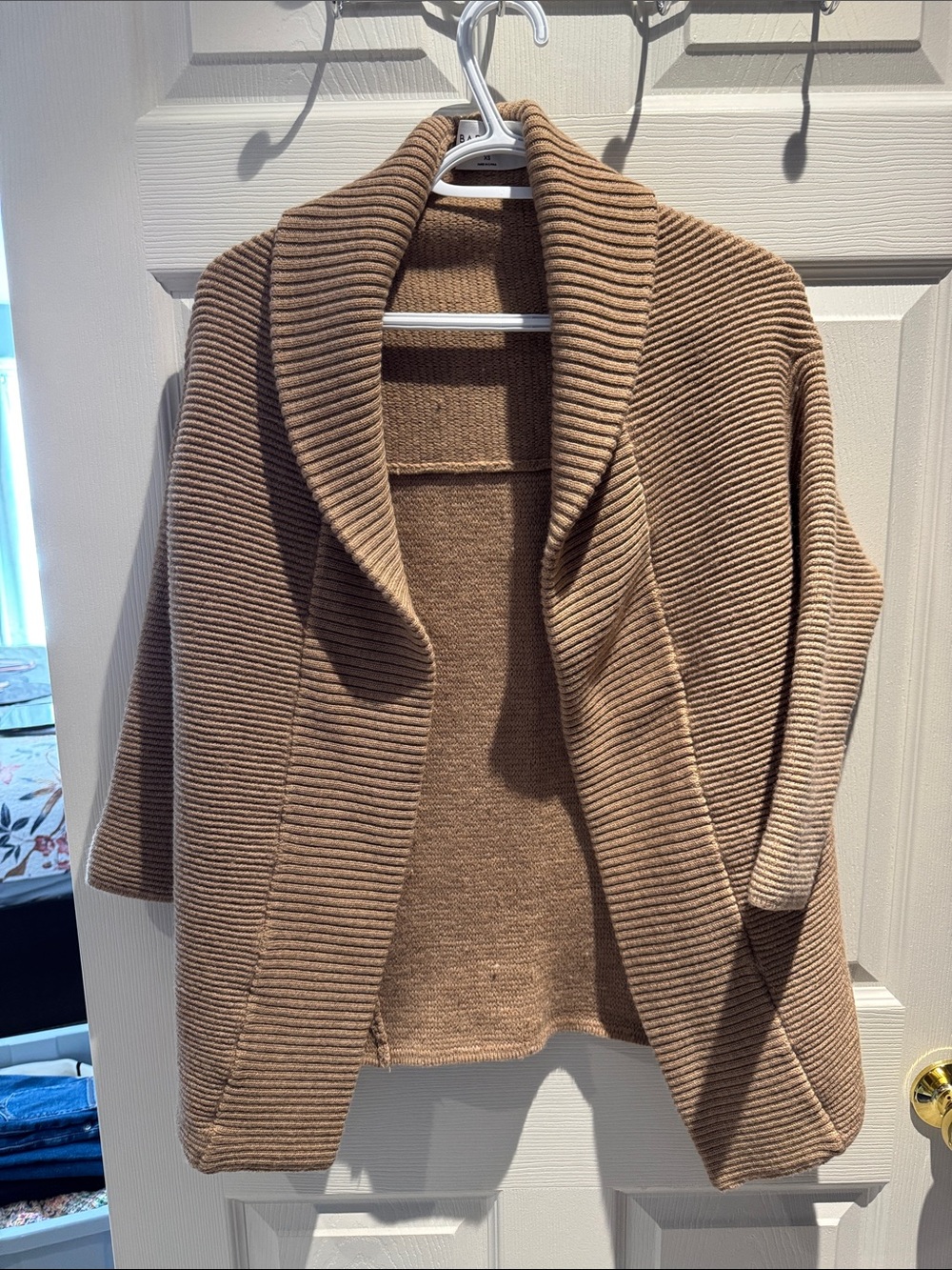 Babaton Ribbed Shawl Collar Cardigan - Tan